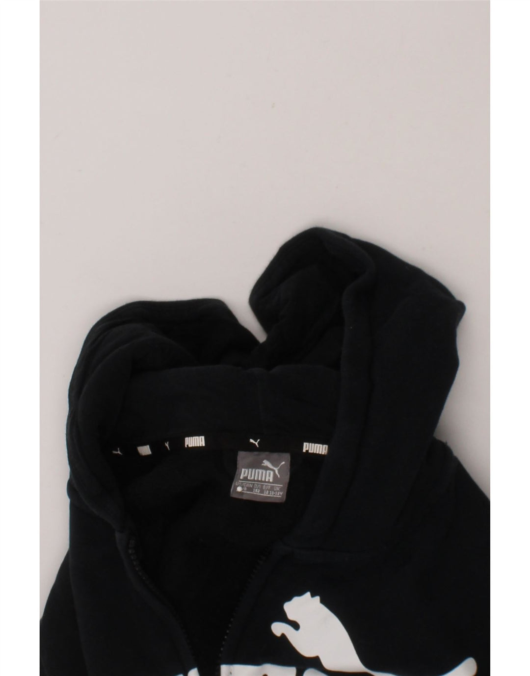 PUMA Boys Graphic Zip Hoodie Sweater 11-12 Years Black Cotton Vintage Puma and Second-Hand Puma from Messina Hembry 