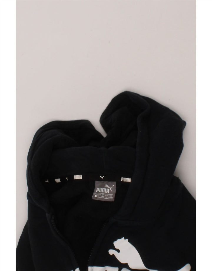 PUMA Boys Graphic Zip Hoodie Sweater 11-12 Years Black Cotton Vintage Puma and Second-Hand Puma from Messina Hembry 