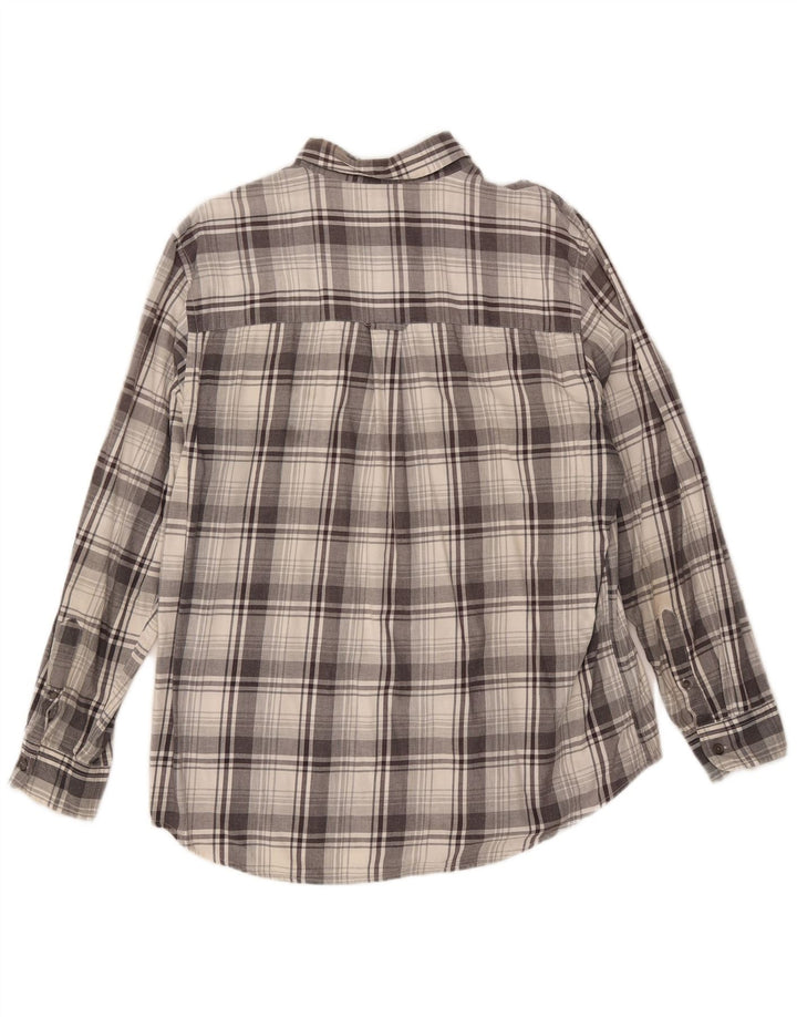 Camisa masculina de flanela Chaps grande algodão xadrez cinza