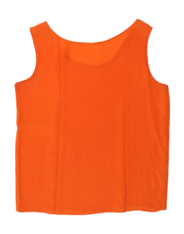Blusa feminina vintage sem mangas top UK 16 grande acetato laranja