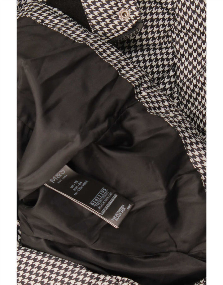 Jaqueta acolchoada feminina Marks & Spencer Reino Unido 16 grande preto Houndstooth