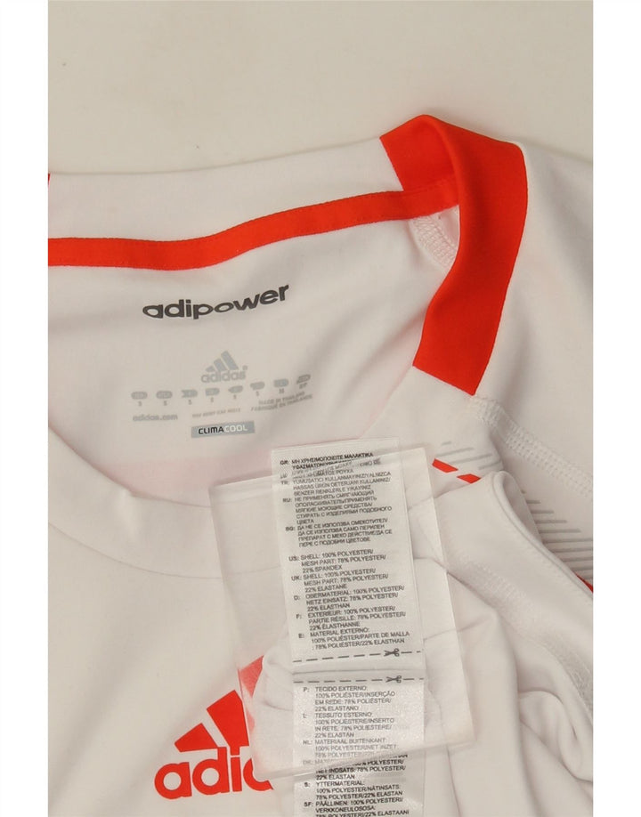 Adidas Mens Climacool Camiseta Top Pequeno Branco Colorblock Poliéster