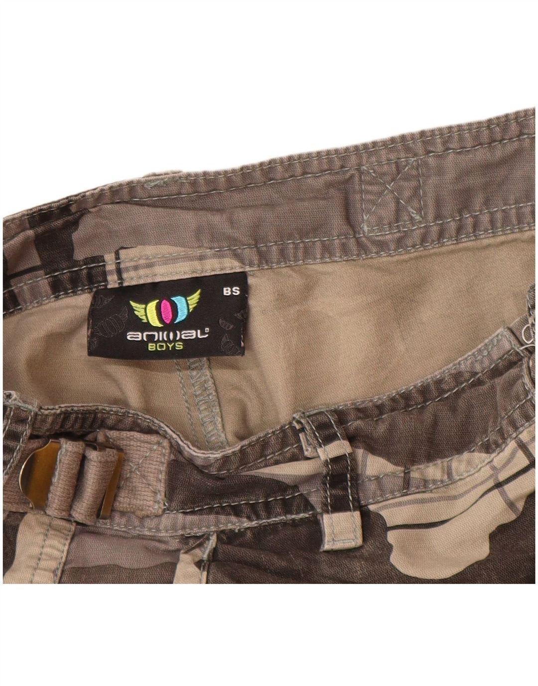 ANIMAL Meninos Cargo Shorts 7-8 Anos W24 Cinza Camuflagem Algodão