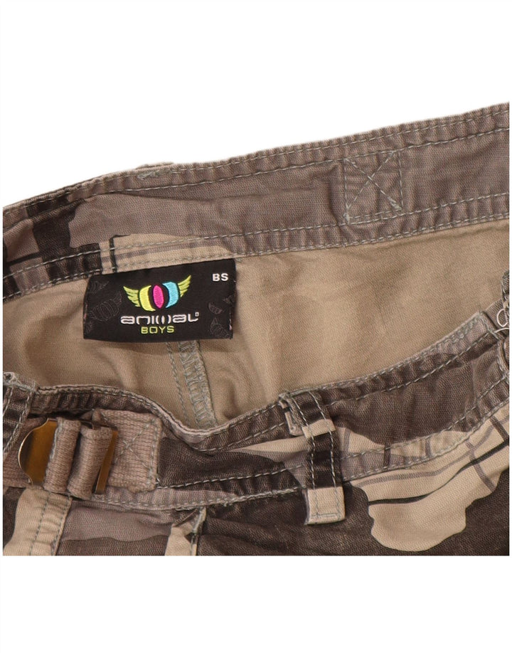 ANIMAL Meninos Cargo Shorts 7-8 Anos W24 Cinza Camuflagem Algodão