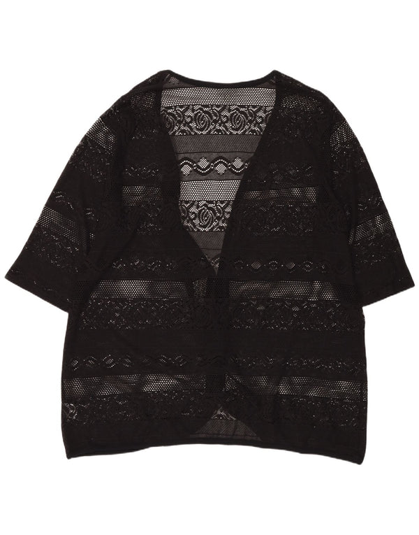 Marks & Spencer Womens Autograph Crochet Cardigan Top UK 26 5XL Black