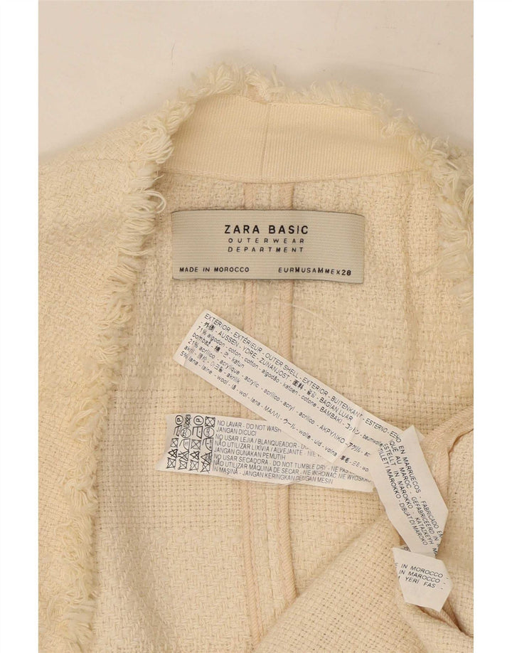 Sobretudo aberto feminino Zara UK 12 médio algodão branco