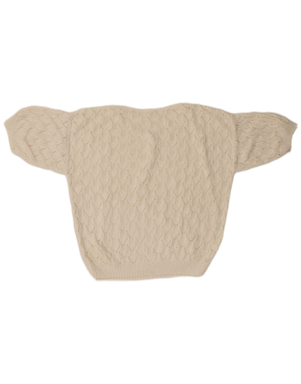 Suéter feminino VINTAGE com gola redonda grande UK 18 XL branco