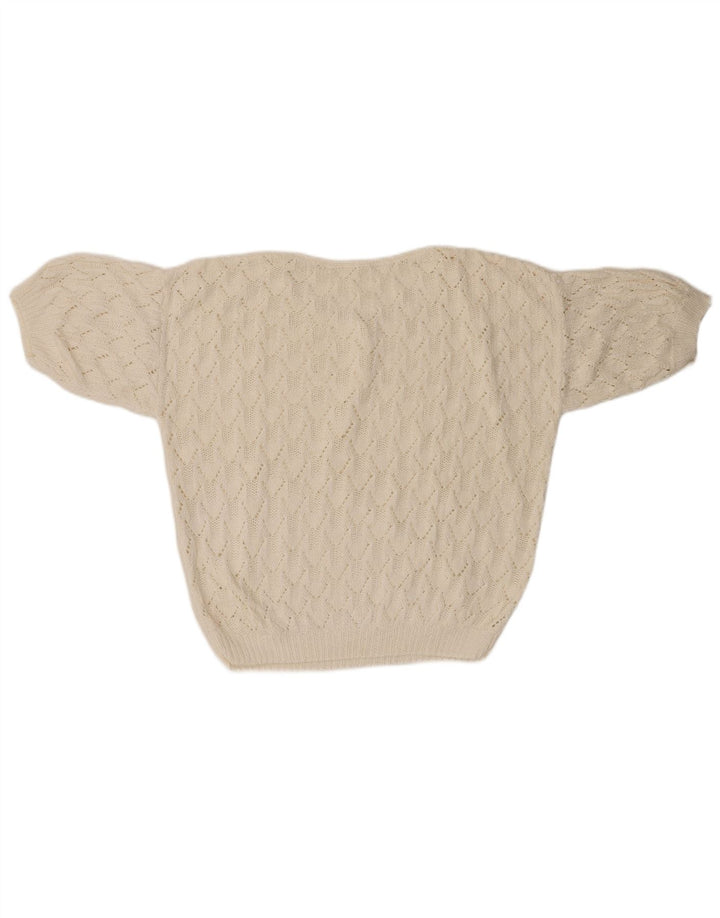 Suéter feminino VINTAGE com gola redonda grande UK 18 XL branco