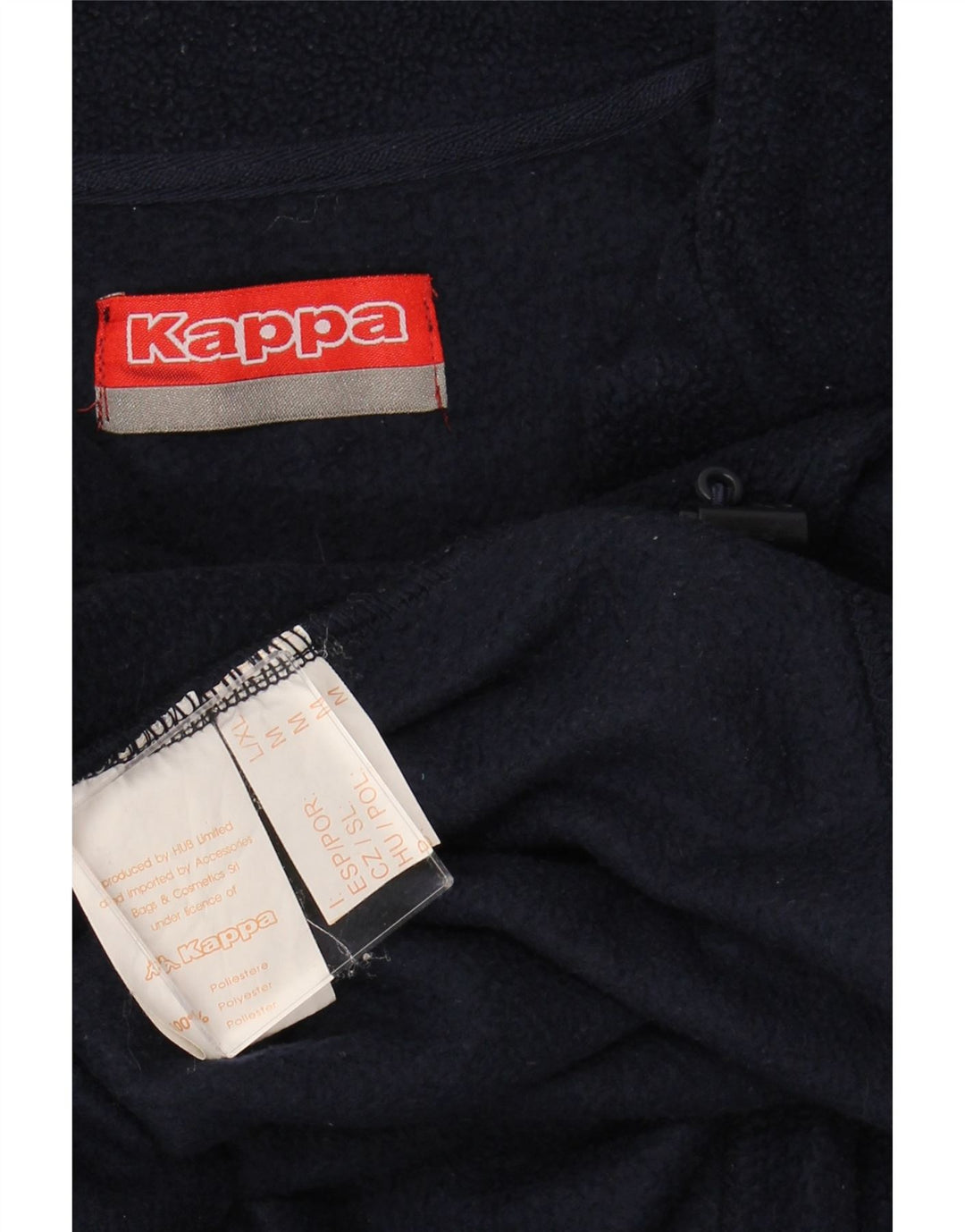 KAPPA Mens Zip Neck Fleece Jumper Medium Navy Blue Polyester