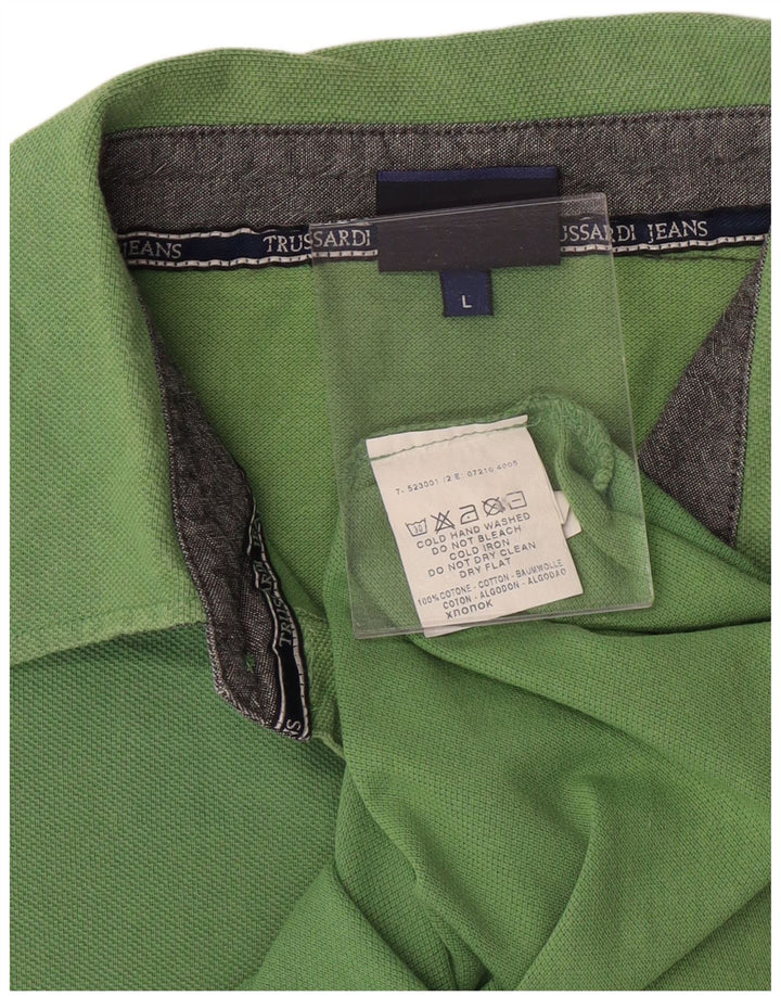 Camisa polo masculina TRUSSARDI JEANS grande algodão verde