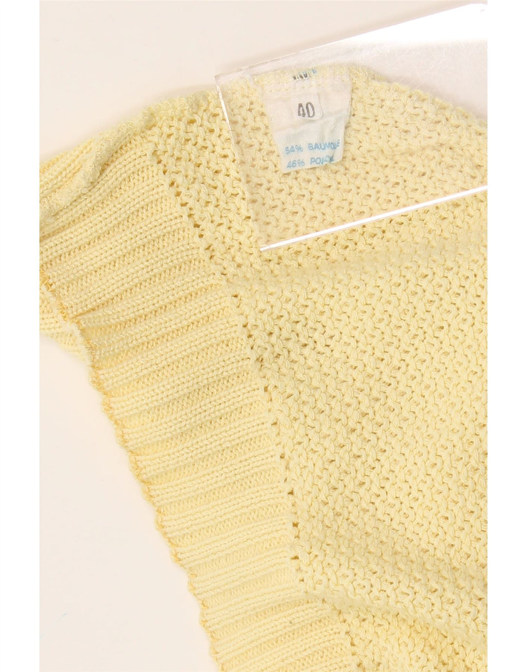 Suéter feminino VINTAGE grande com decote em V IT 40 algodão amarelo pequeno