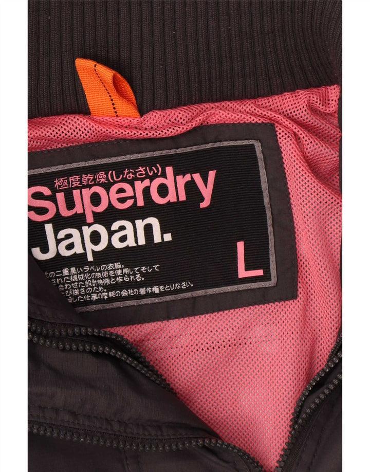 Jaqueta de chuva feminina Superdry UK 16 grande nylon preto