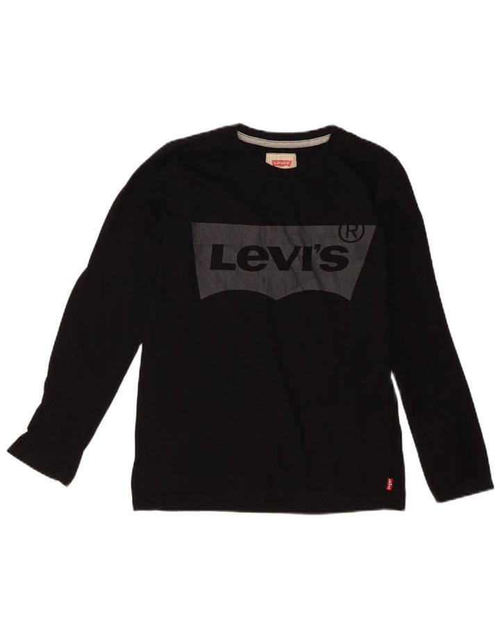 LEVI'S Boys Graphic Top manga comprida 13-14 anos algodão preto