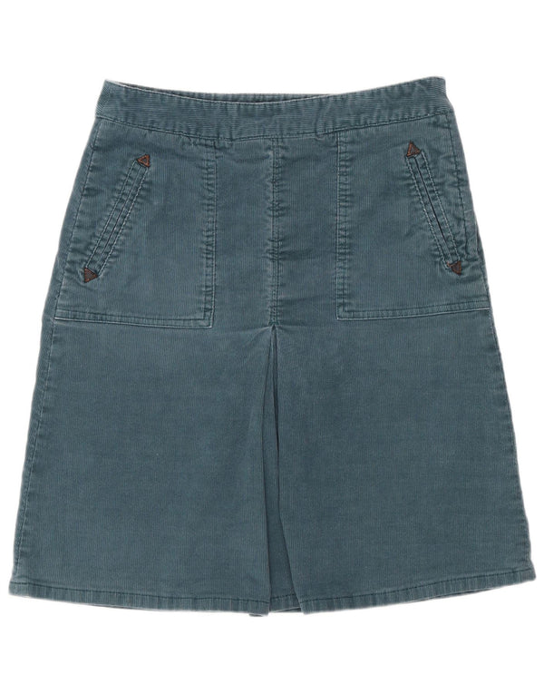 Saia feminina de veludo Hobbs UK 8 pequena W27 algodão azul