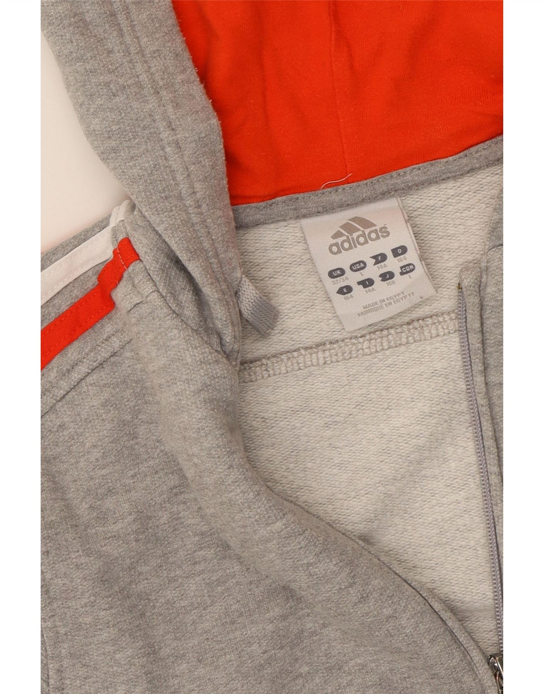ADIDAS Girls Zip Hoodie Sweater 13-14 Years Grey Cotton Vintage Adidas and Second-Hand Adidas from Messina Hembry 