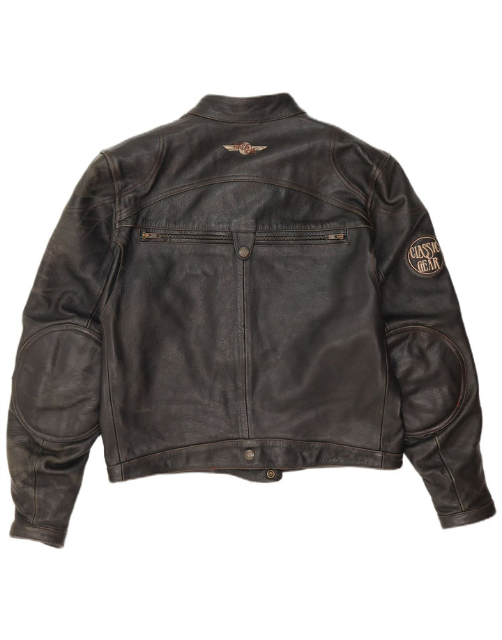 Jaqueta Classic Gear masculina de couro Racer UK 38 couro preto médio