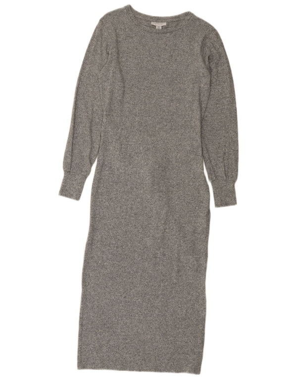 Vestido jumper feminino Topshop Reino Unido 8 viscose manchada cinza pequena
