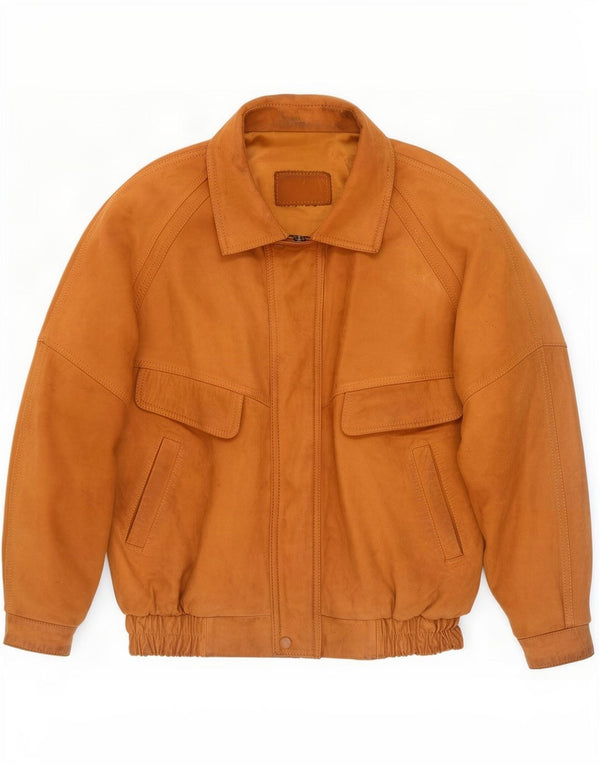 Jaqueta de couro masculina vintage UK 42 XL bege