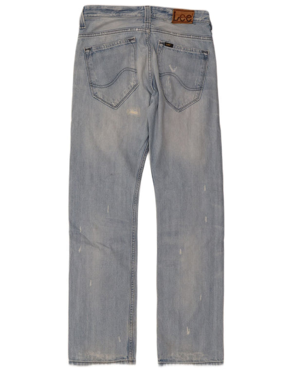 Calça Jeans Lee Feminina Clark Distressed Straight W29 L32 Azul Algodão