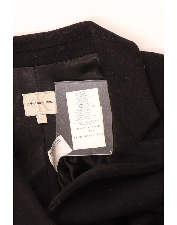 Sobretudo feminino Calvin Klein Jeans UK 14 grande lã preta