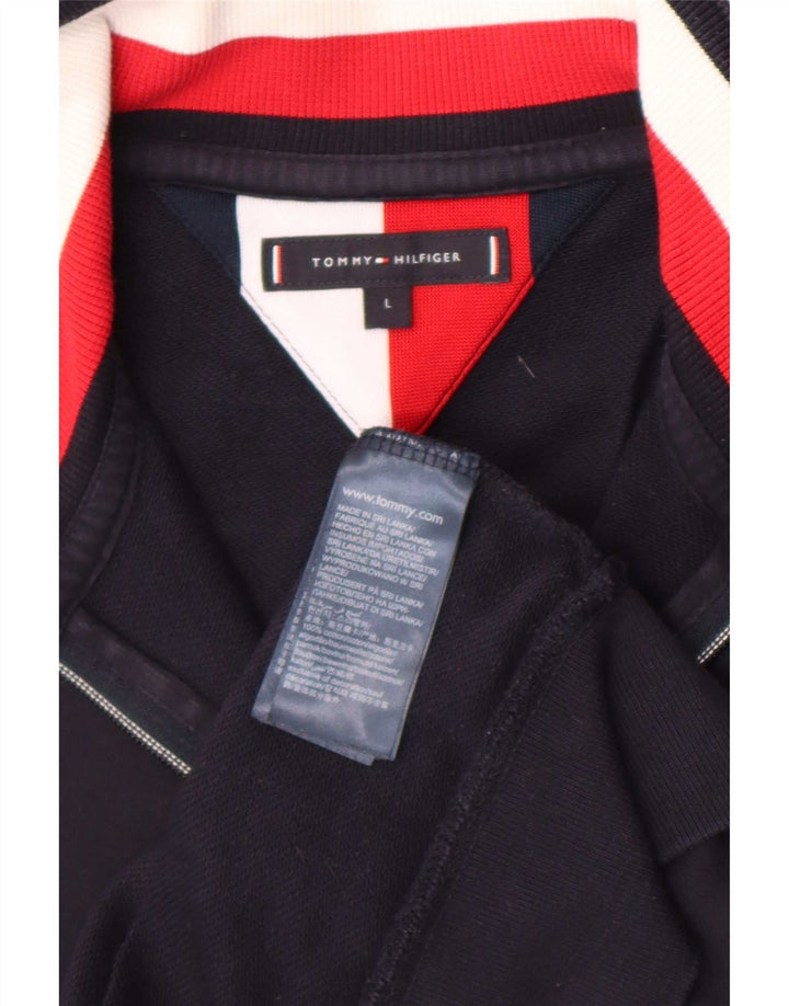 Tommy Hilfiger Jaqueta masculina de agasalho grande algodão azul marinho