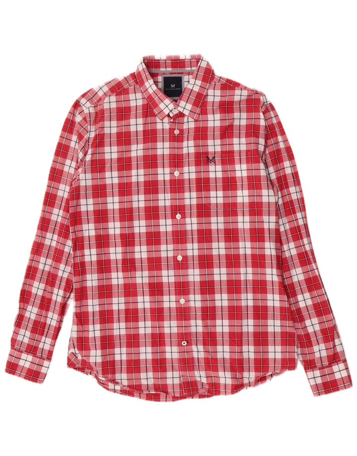 Crew Clothing Mens Camisa Slim Fit Grande Algodão Xadrez Vermelho