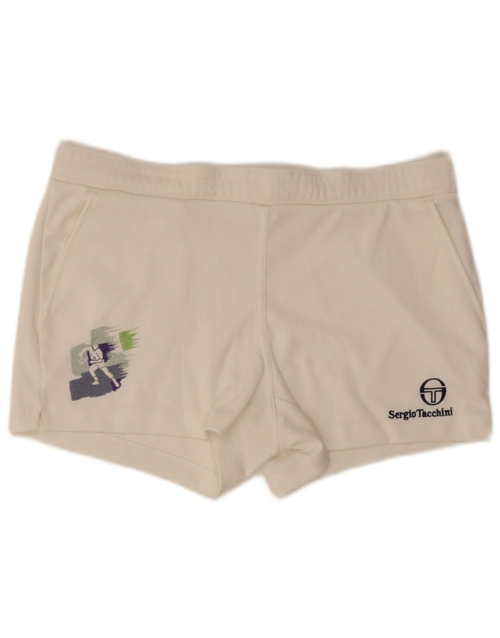Sergio Tacchini Mens Graphic Sport Shorts EU 48 Médio Poliéster Branco