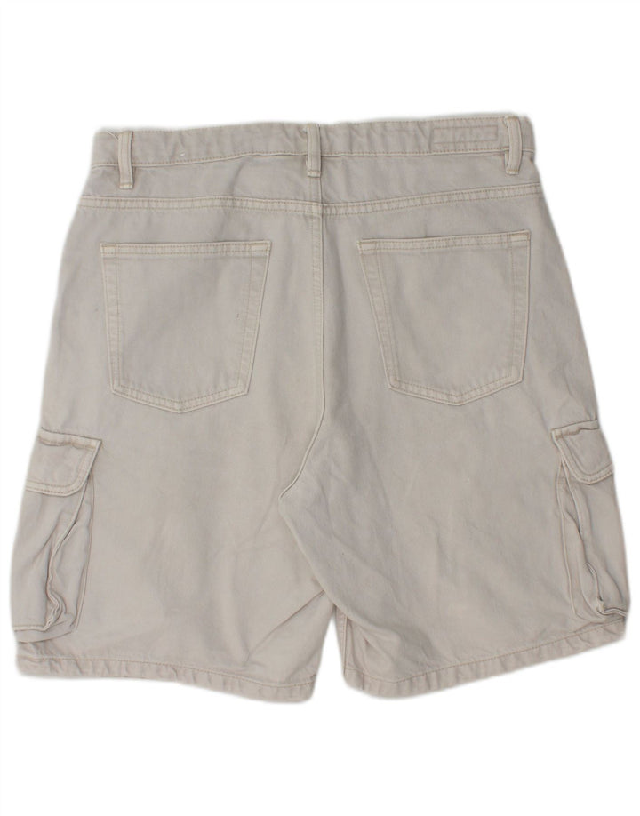 Zara Mens Cargo Shorts EU 44 Grande W34 Algodão Branco
