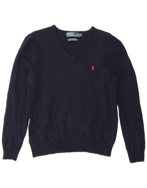 Polo Ralph Lauren Suéter masculino com decote em V 15-16 anos grande azul marinho