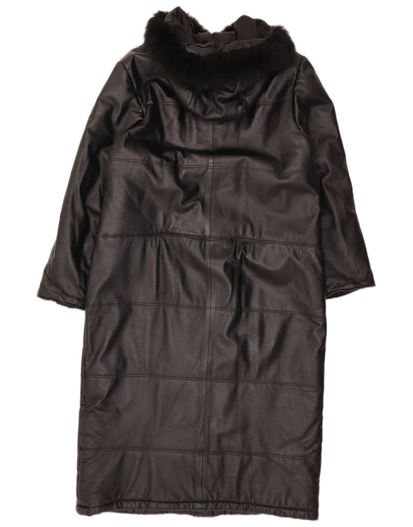 Casaco feminino de couro com capuz Privilegi IT 46 grande preto