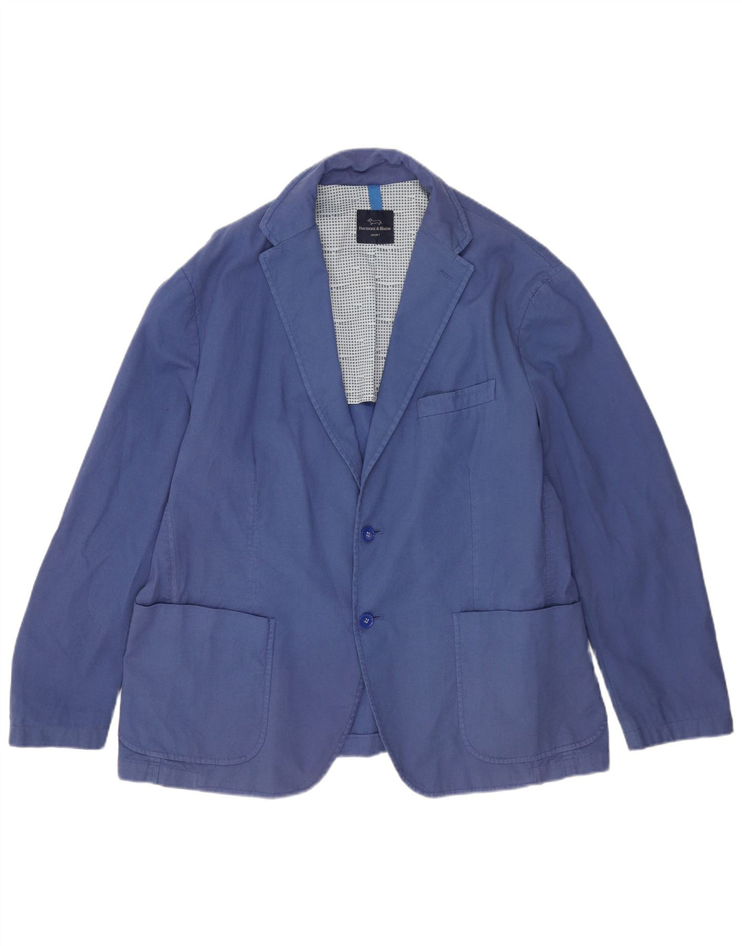Jaqueta blazer masculina Harmont & Blaine com 2 botões Reino Unido 42 XL algodão azul