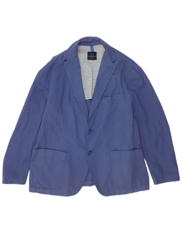 Jaqueta blazer masculina Harmont & Blaine com 2 botões Reino Unido 42 XL algodão azul