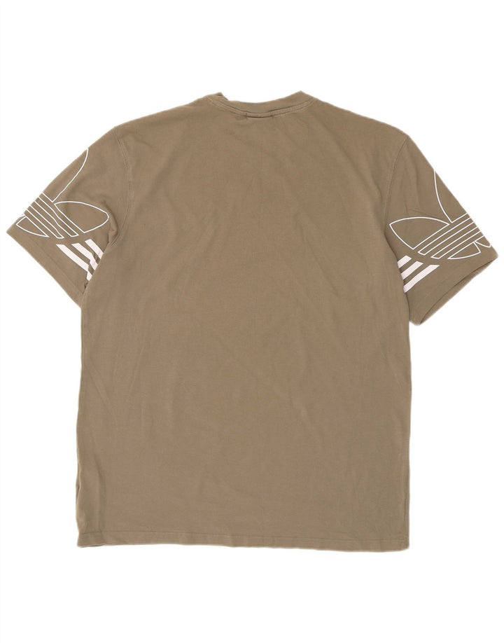 Adidas Mens Graphic T-Shirt Top Médio Algodão Cáqui