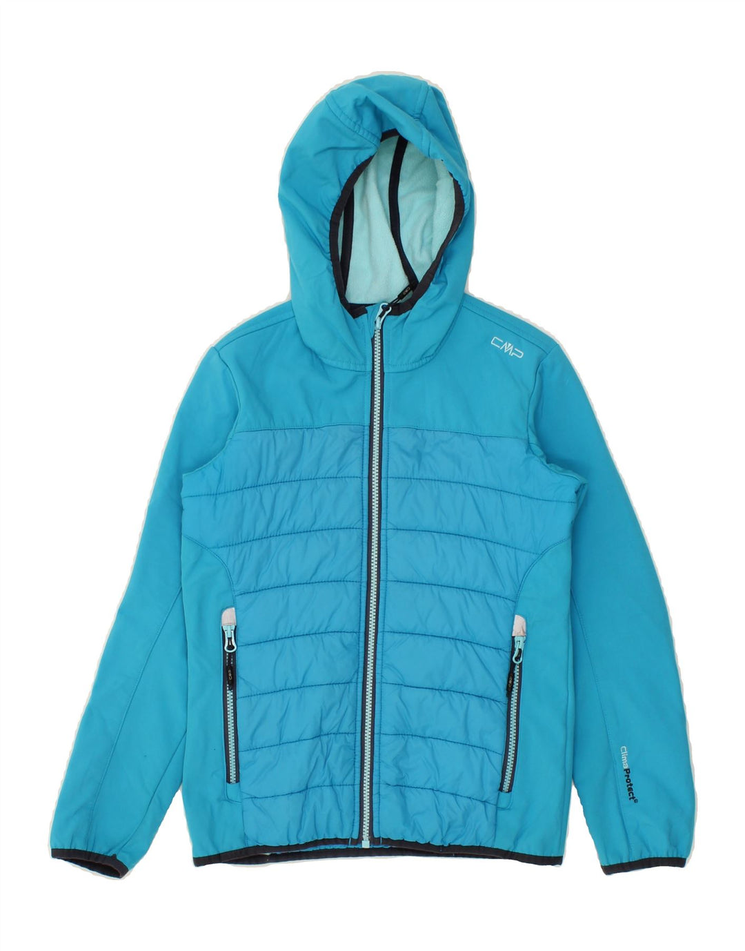 CMP Girls Hooded Padded Jacket 11-12 Years Blue Polyester Vintage CMP and Second-Hand CMP from Messina Hembry 