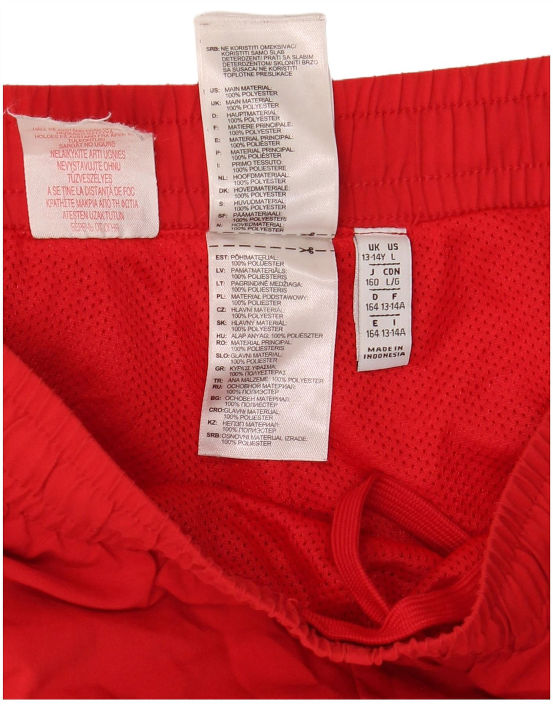 Shorts esportivos Adidas meninos 13-14 anos poliéster vermelho