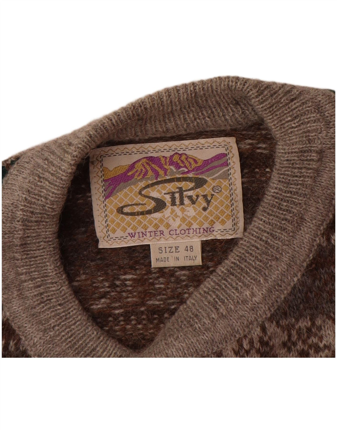 Suéter masculino Silvy com gola redonda IT 48 cinza médio Fair Isle Alpaca Wool