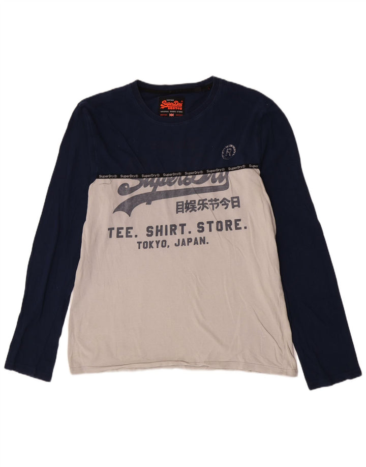 Superdry Mens Extra Slim Graphic Top Manga Longa 2XL Azul Colorblock