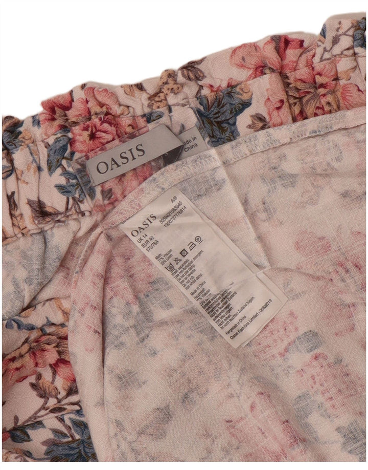 Saia midi feminina Oasis Reino Unido 14 médio W30 viscose floral multicolorida
