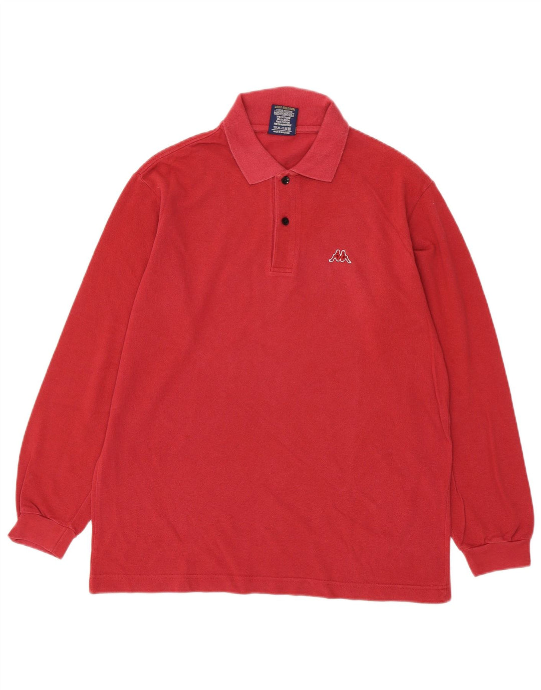 Camisa polo masculina de manga comprida Kappa médio algodão vermelho