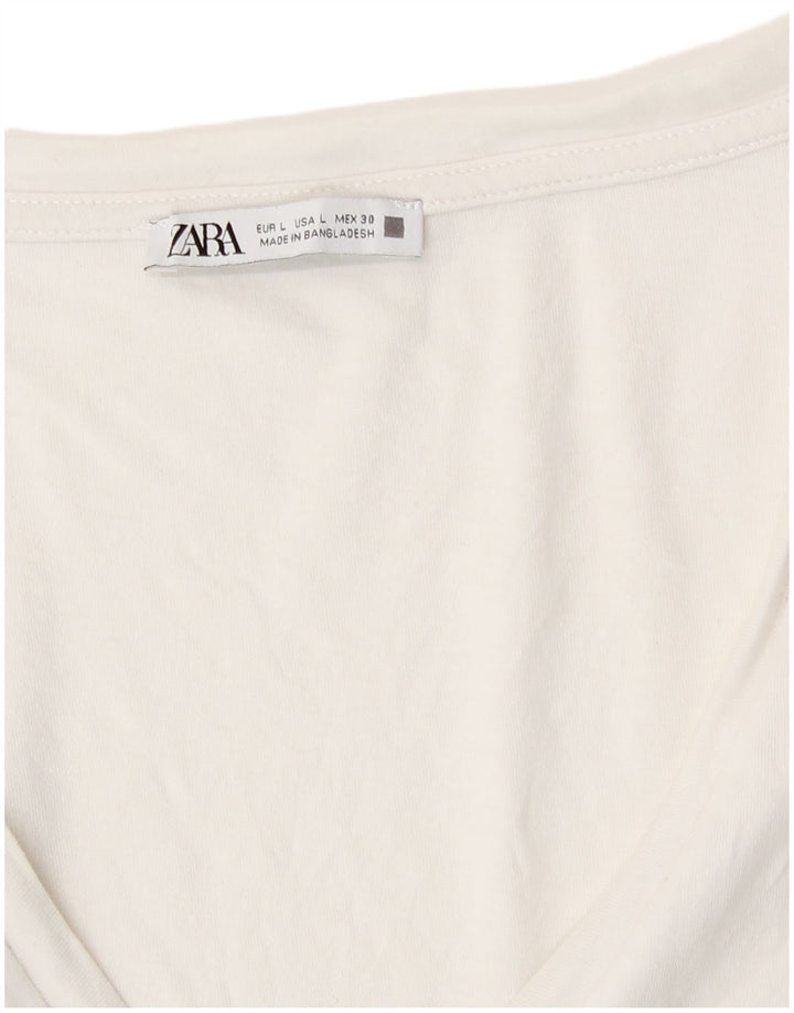 Camiseta feminina Zara UK 16 grande branca
