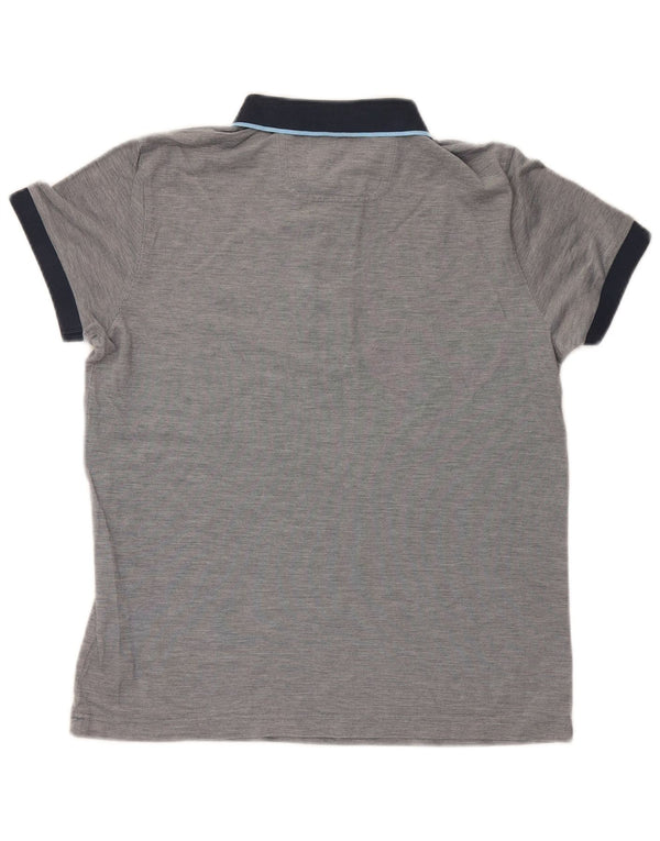 Camisa polo masculina Hugo Boss cinza médio algodão colorblock
