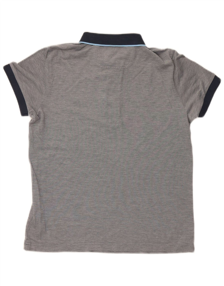 Camisa polo masculina Hugo Boss cinza médio algodão colorblock