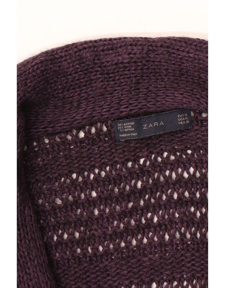 Suéter cardigã feminino Zara UK 14 acrílico roxo médio