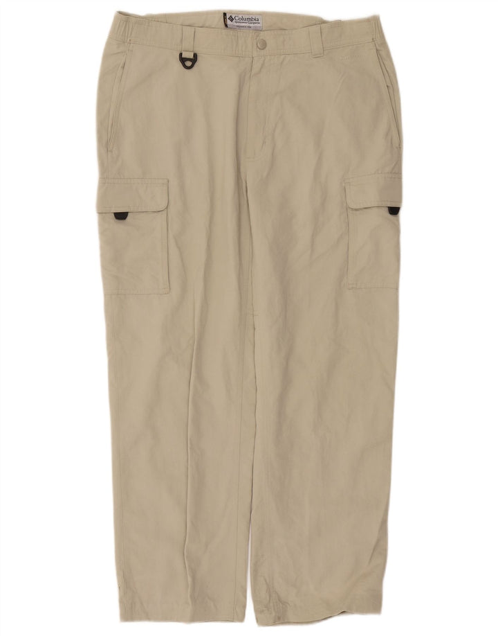 Calça cargo Columbia masculina reta média W30 L28 nylon bege