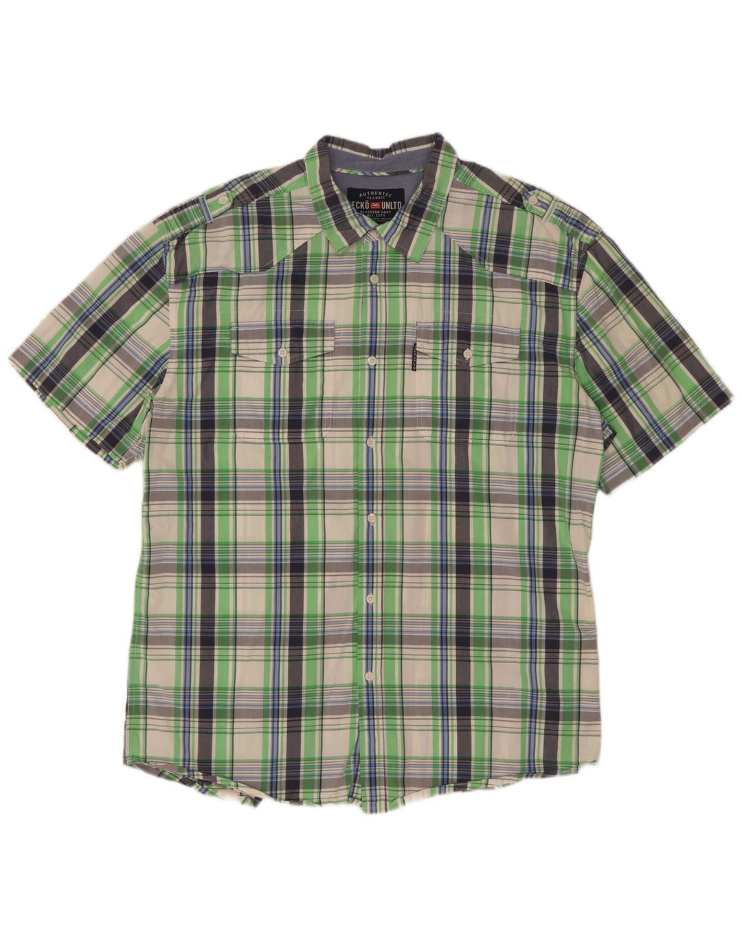 Camisa masculina de manga curta Ecko Unlimited 2XL algodão xadrez verde