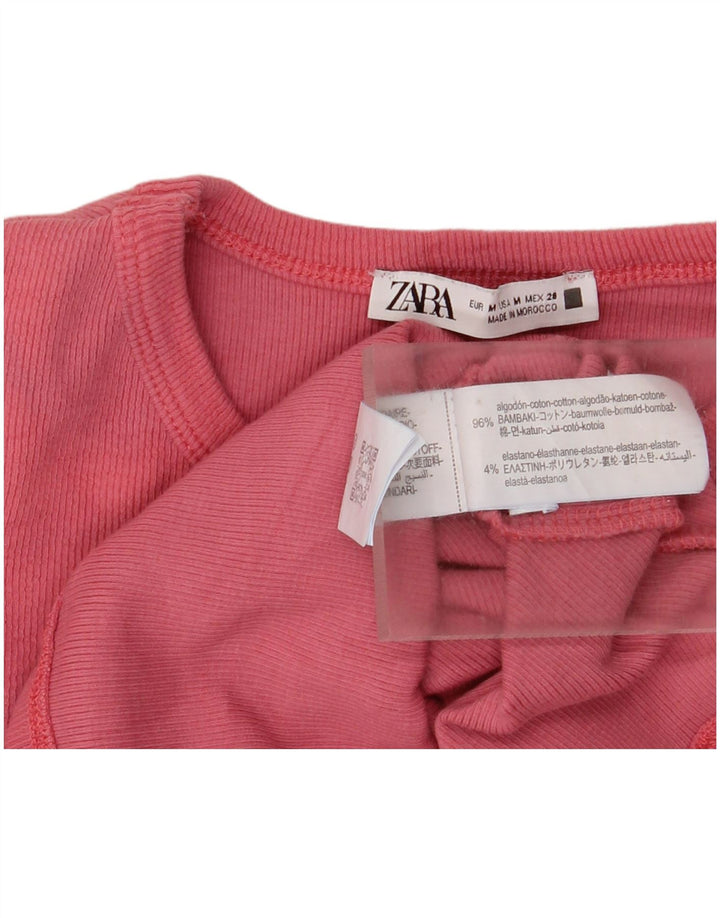 Blusa feminina Zara UK 12 algodão rosa médio