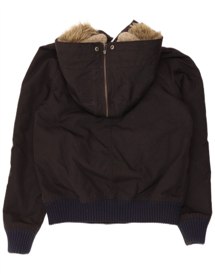 Jaqueta bomber acolchoada feminina Woolrich com capuz Reino Unido 14 grande nylon preto