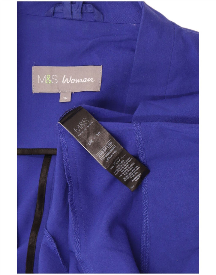 Jaqueta Blazer aberta feminina Marks & Spencer Reino Unido 16 grande azul poliéster
