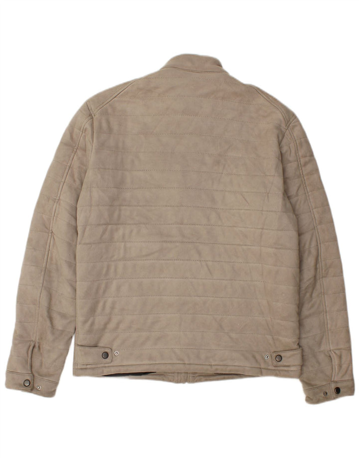 Jaqueta bomber masculina Zara UK 38 poliéster bege médio
