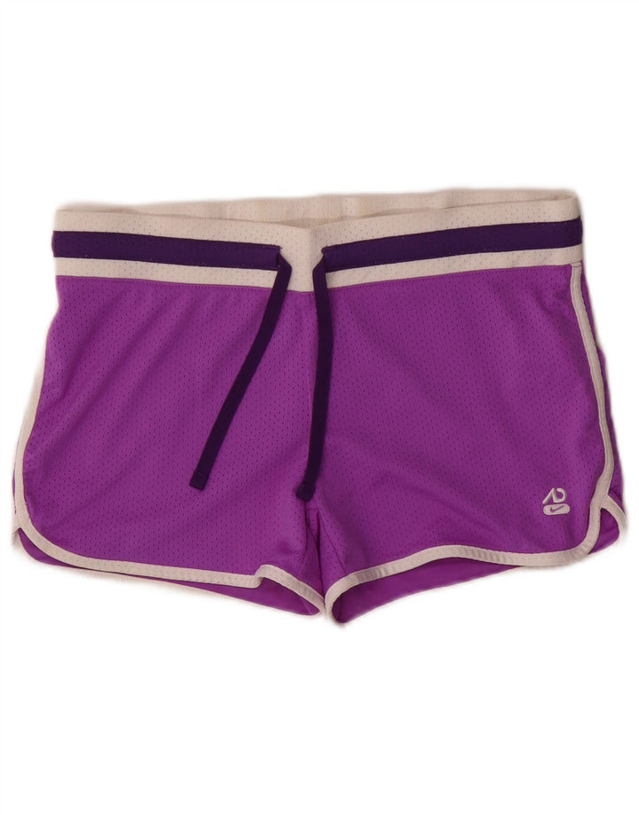 Shorts esportivos femininos Nike UK 14 médio roxo colorblock poliéster